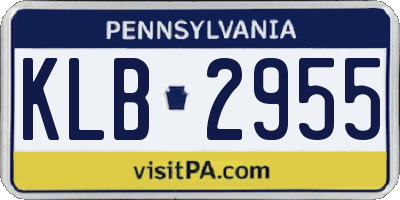 PA license plate KLB2955