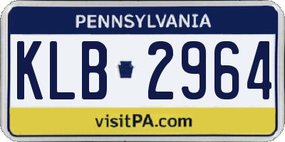 PA license plate KLB2964