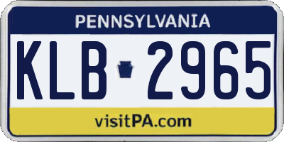 PA license plate KLB2965