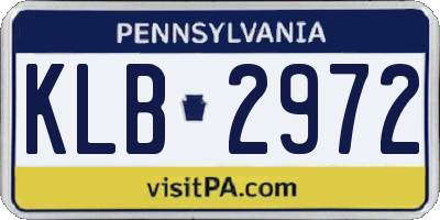 PA license plate KLB2972