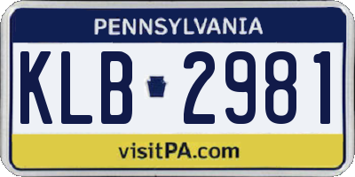 PA license plate KLB2981