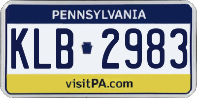 PA license plate KLB2983