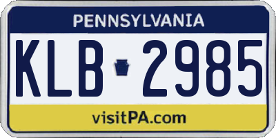 PA license plate KLB2985