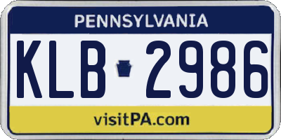 PA license plate KLB2986