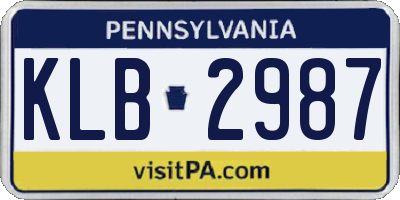 PA license plate KLB2987