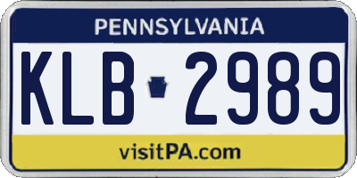 PA license plate KLB2989