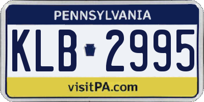 PA license plate KLB2995