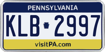 PA license plate KLB2997