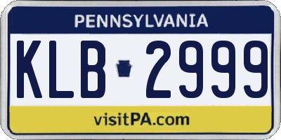 PA license plate KLB2999