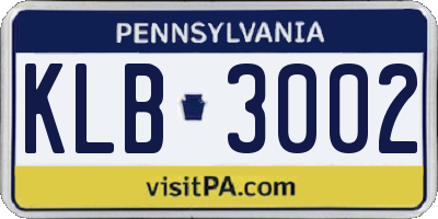 PA license plate KLB3002