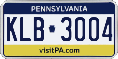 PA license plate KLB3004