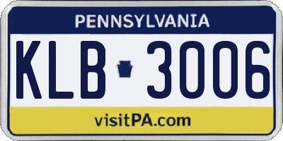 PA license plate KLB3006