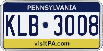 PA license plate KLB3008
