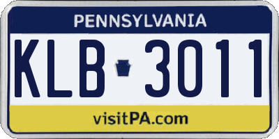 PA license plate KLB3011