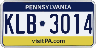 PA license plate KLB3014