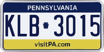 PA license plate KLB3015