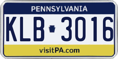 PA license plate KLB3016