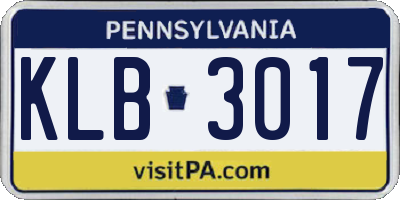 PA license plate KLB3017