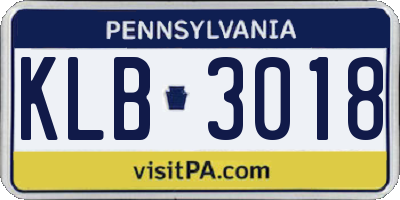 PA license plate KLB3018