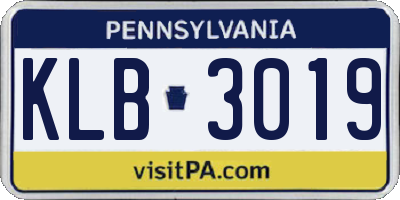 PA license plate KLB3019