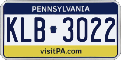 PA license plate KLB3022