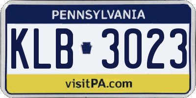 PA license plate KLB3023
