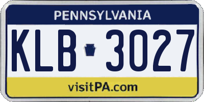 PA license plate KLB3027