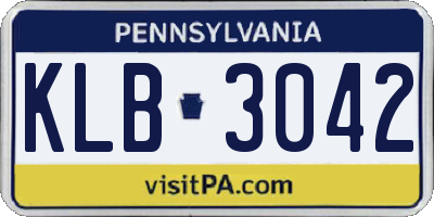 PA license plate KLB3042