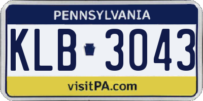 PA license plate KLB3043