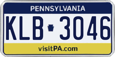PA license plate KLB3046