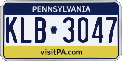 PA license plate KLB3047