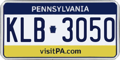 PA license plate KLB3050