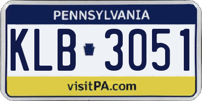 PA license plate KLB3051