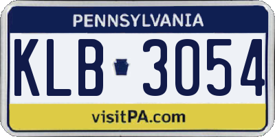 PA license plate KLB3054