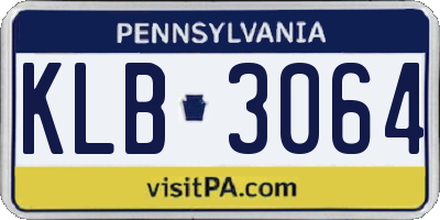 PA license plate KLB3064