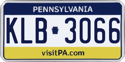 PA license plate KLB3066