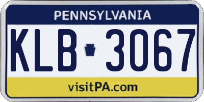 PA license plate KLB3067