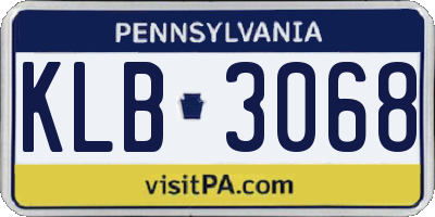 PA license plate KLB3068