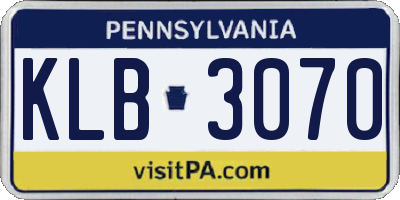 PA license plate KLB3070