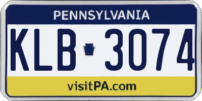 PA license plate KLB3074