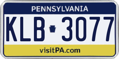 PA license plate KLB3077