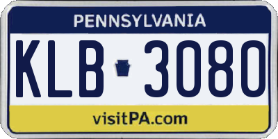 PA license plate KLB3080
