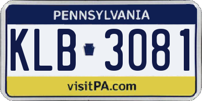 PA license plate KLB3081
