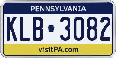 PA license plate KLB3082
