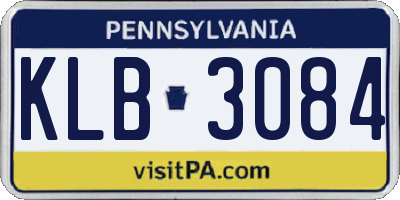 PA license plate KLB3084