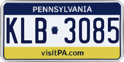PA license plate KLB3085