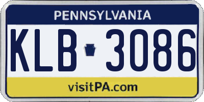 PA license plate KLB3086
