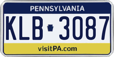 PA license plate KLB3087