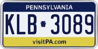 PA license plate KLB3089