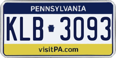PA license plate KLB3093